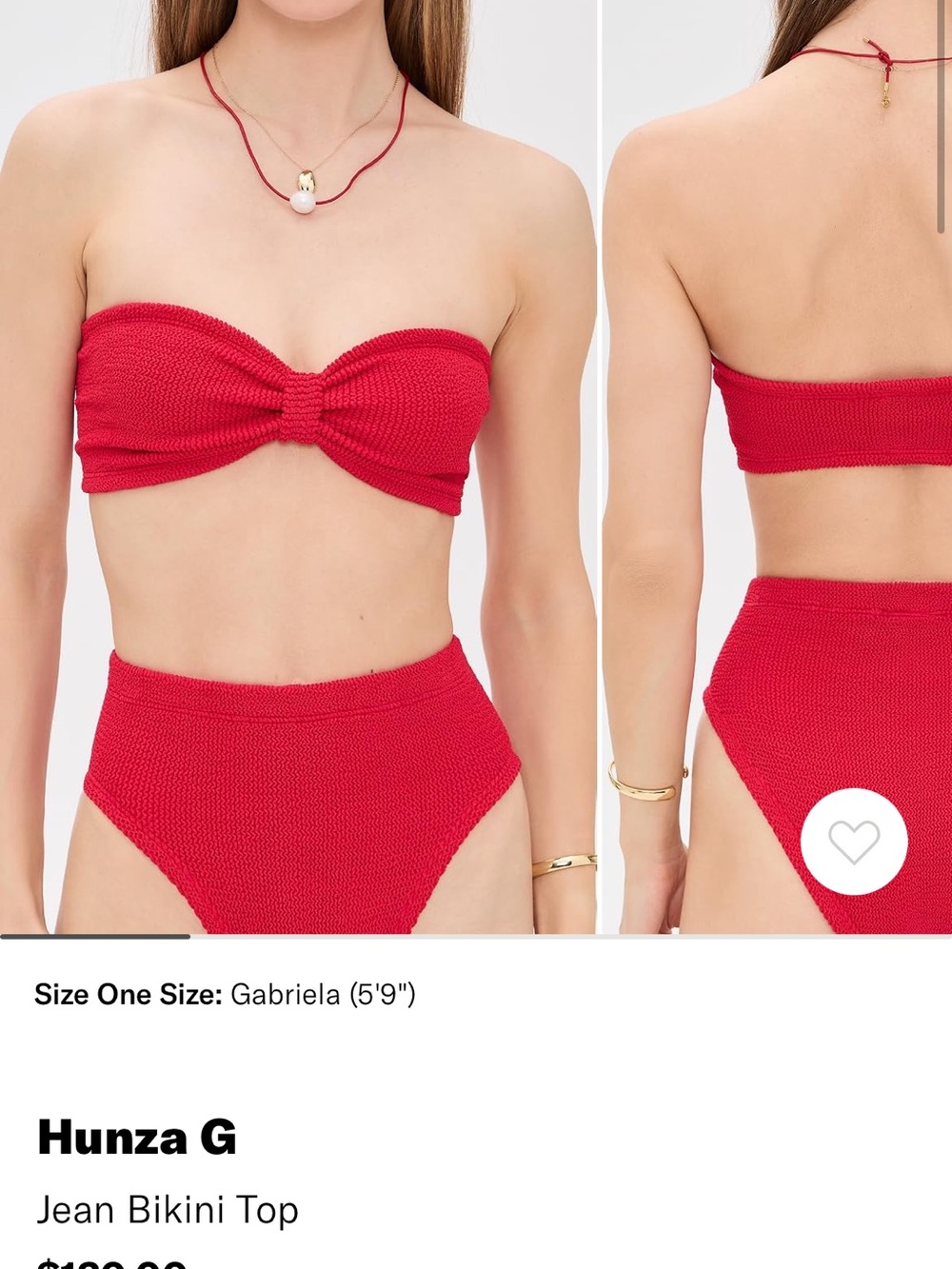 Hunza G Vibrant Red Textured Bandeau Top and high waisted Bottom